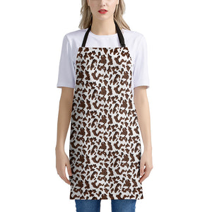 Brown And White Cow Pattern Print Apron