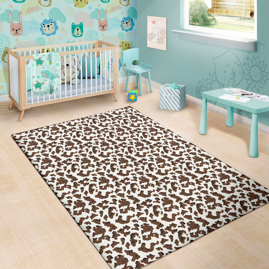 Brown And White Cow Pattern Print Area Rug