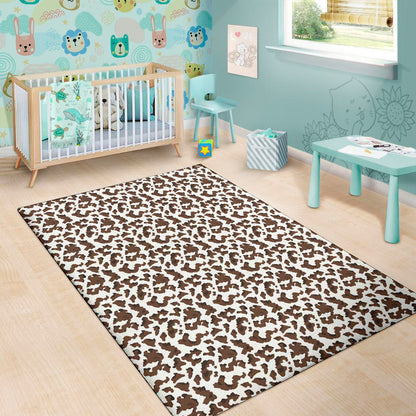 Brown And White Cow Pattern Print Area Rug