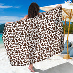 Brown And White Cow Pattern Print Beach Sarong Wrap