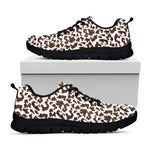 Brown And White Cow Pattern Print Black Sneakers