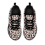 Brown And White Cow Pattern Print Black Sneakers