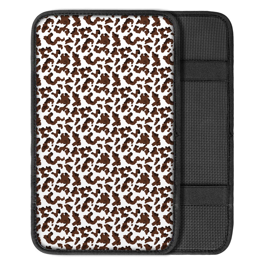 Brown And White Cow Pattern Print Car Center Console Cover
