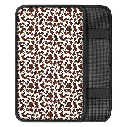 Brown And White Cow Pattern Print Car Center Console Cover