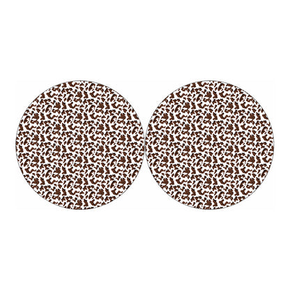 Brown And White Cow Pattern Print Car Coasters