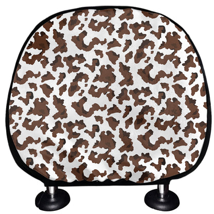 Brown And White Cow Pattern Print Car Headrest Covers