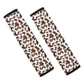 Brown And White Cow Pattern Print Car Seat Belt Covers