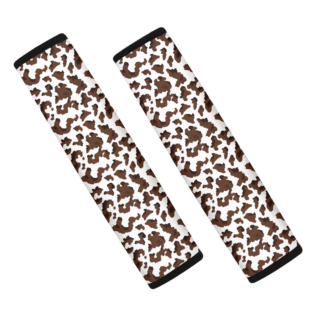 Brown And White Cow Pattern Print Car Seat Belt Covers