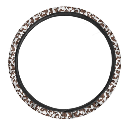 Brown And White Cow Pattern Print Car Steering Wheel Cover