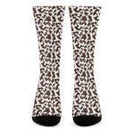 Brown And White Cow Pattern Print Crew Socks