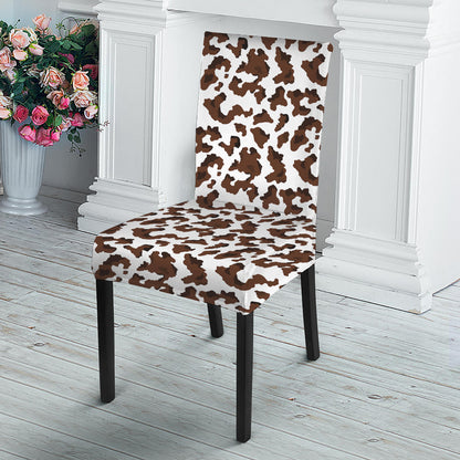 Brown And White Cow Pattern Print Dining Chair Slipcover