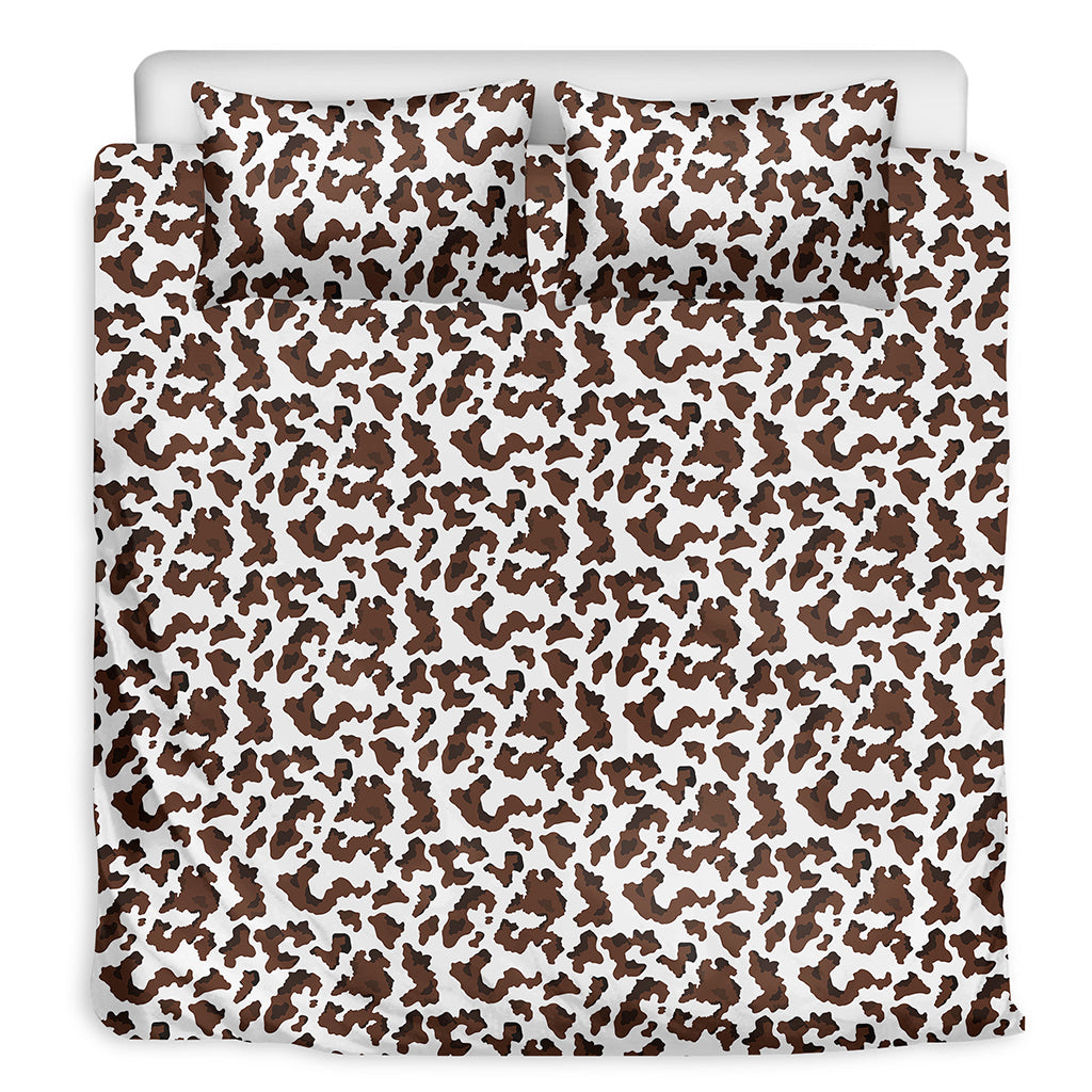Brown And White Cow Pattern Print Duvet Cover Bedding Set