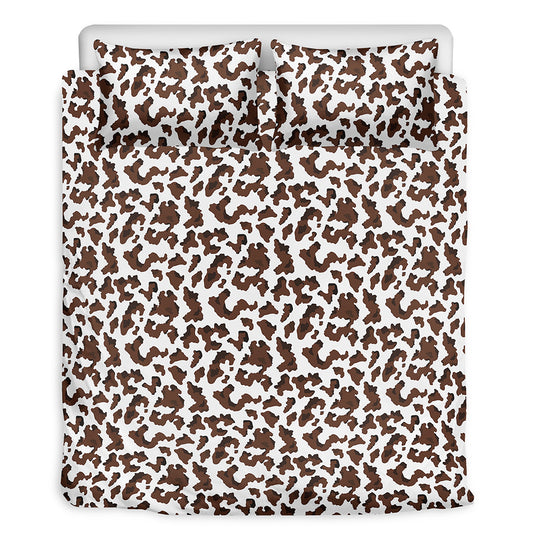 Brown And White Cow Pattern Print Duvet Cover Bedding Set