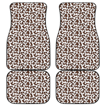 Brown And White Cow Pattern Print Front and Back Car Floor Mats