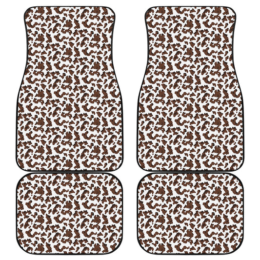 Brown And White Cow Pattern Print Front and Back Car Floor Mats