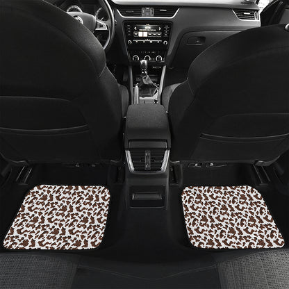 Brown And White Cow Pattern Print Front and Back Car Floor Mats