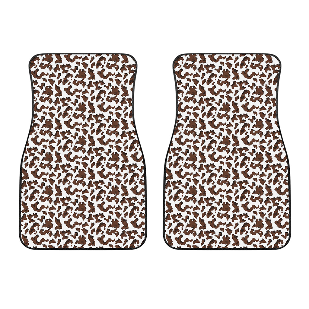 Brown And White Cow Pattern Print Front Car Floor Mats