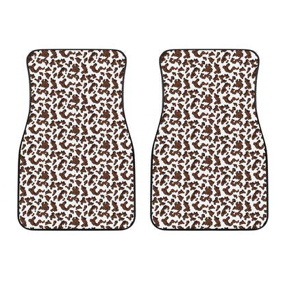Brown And White Cow Pattern Print Front Car Floor Mats