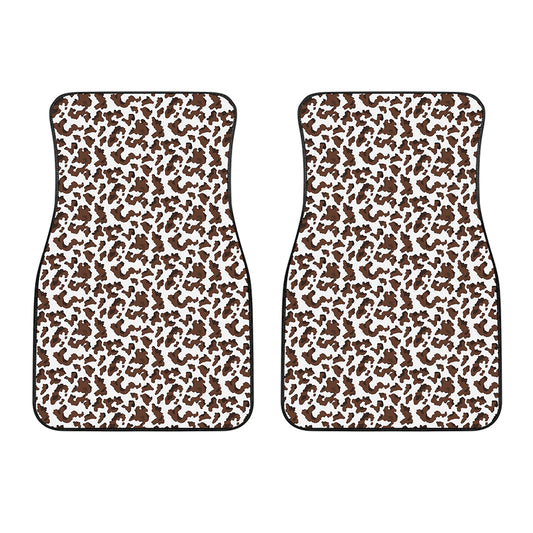 Brown And White Cow Pattern Print Front Car Floor Mats