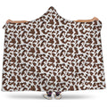 Brown And White Cow Pattern Print Hooded Blanket