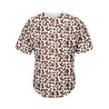 Brown And White Cow Pattern Print Men's Baseball Jersey
