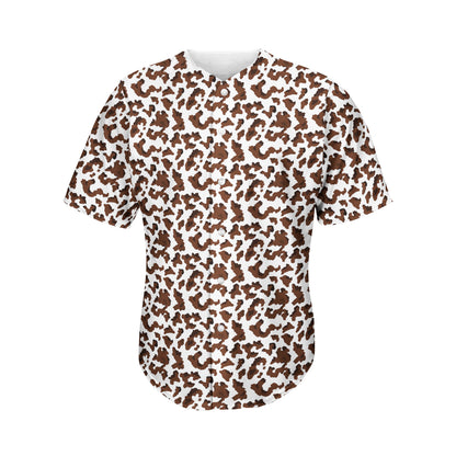 Brown And White Cow Pattern Print Men's Baseball Jersey