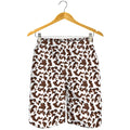 Brown And White Cow Pattern Print Men's Shorts