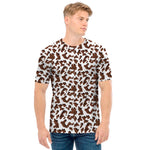 Brown And White Cow Pattern Print Men's T-Shirt