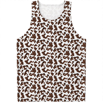 Brown And White Cow Pattern Print Men's Tank Top