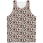 Brown And White Cow Pattern Print Men's Tank Top