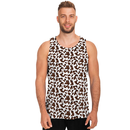 Brown And White Cow Pattern Print Men's Tank Top