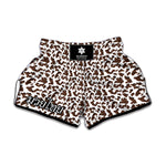 Brown And White Cow Pattern Print Muay Thai Boxing Shorts