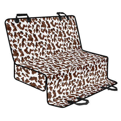 Brown And White Cow Pattern Print Pet Car Back Seat Cover