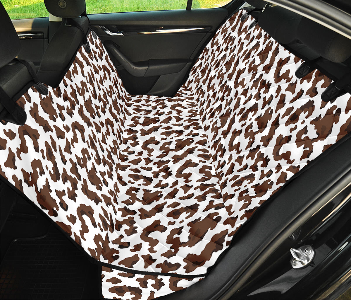 Brown And White Cow Pattern Print Pet Car Back Seat Cover