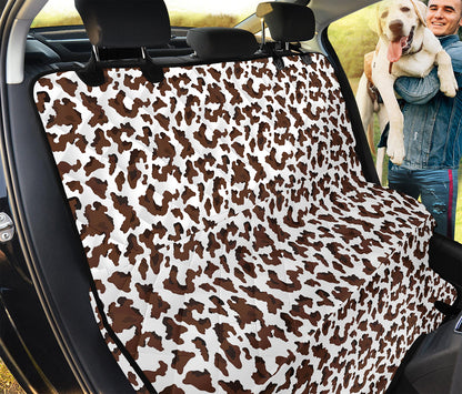 Brown And White Cow Pattern Print Pet Car Back Seat Cover