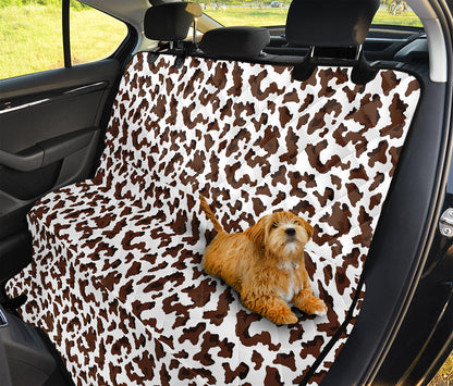 Brown And White Cow Pattern Print Pet Car Back Seat Cover
