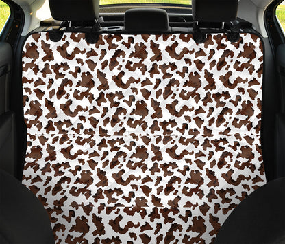 Brown And White Cow Pattern Print Pet Car Back Seat Cover