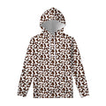 Brown And White Cow Pattern Print Pullover Hoodie