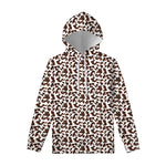 Brown And White Cow Pattern Print Pullover Hoodie