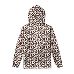 Brown And White Cow Pattern Print Pullover Hoodie