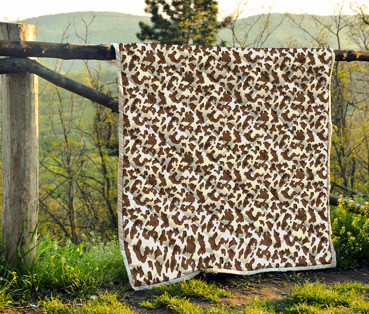 Brown And White Cow Pattern Print Quilt