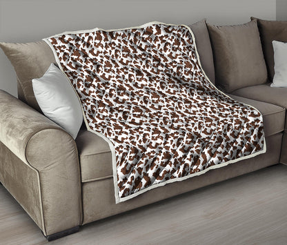 Brown And White Cow Pattern Print Quilt