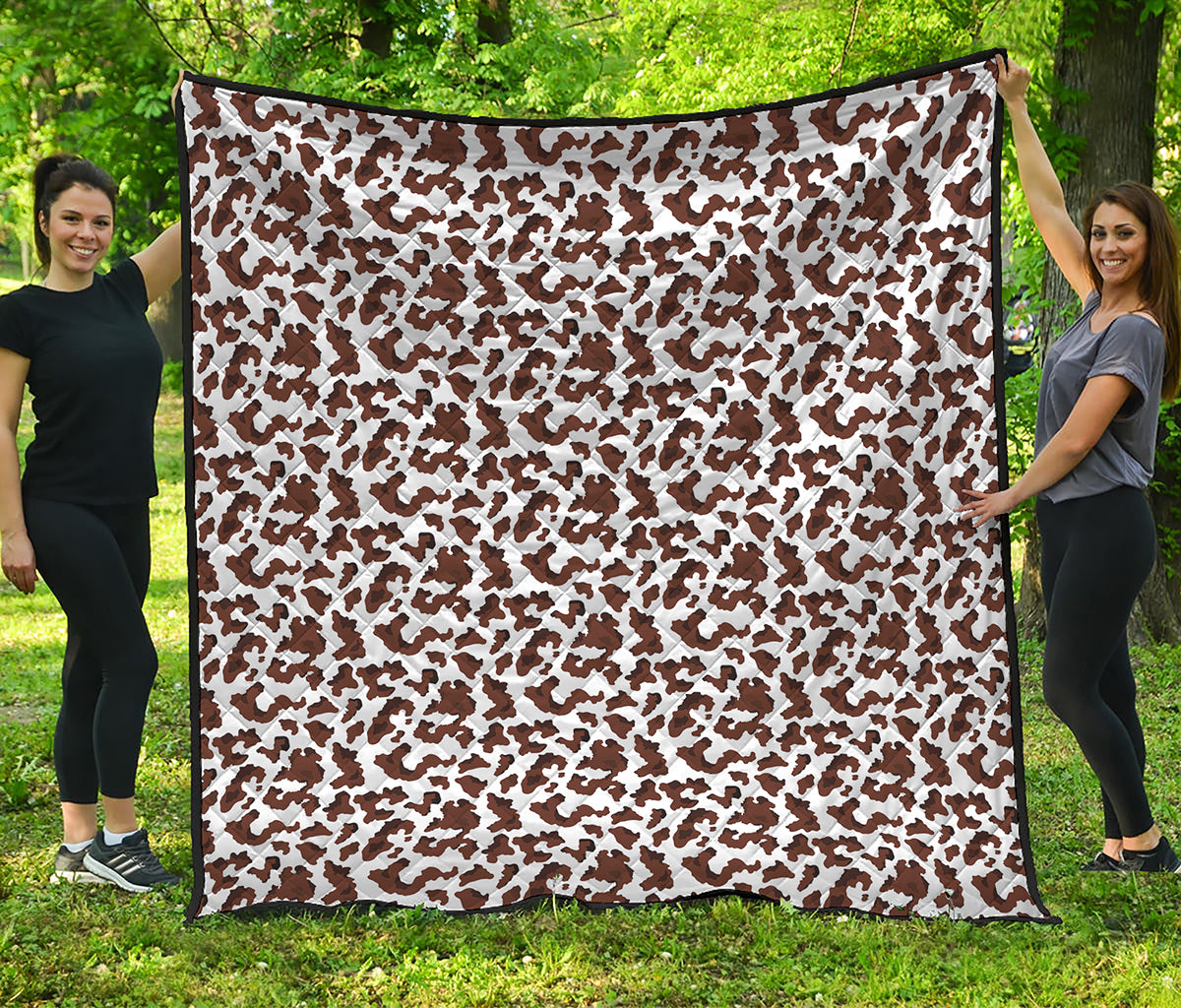Brown And White Cow Pattern Print Quilt