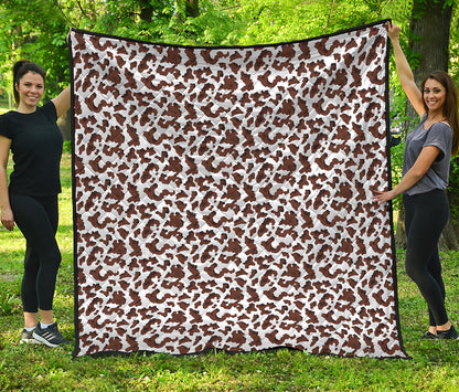 Brown And White Cow Pattern Print Quilt