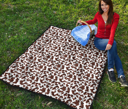 Brown And White Cow Pattern Print Quilt