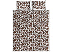 Brown And White Cow Pattern Print Quilt Bed Set