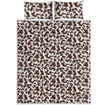 Brown And White Cow Pattern Print Quilt Bed Set
