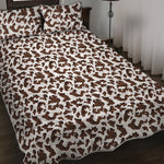 Brown And White Cow Pattern Print Quilt Bed Set