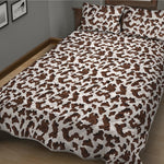 Brown And White Cow Pattern Print Quilt Bed Set
