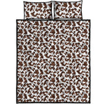 Brown And White Cow Pattern Print Quilt Bed Set
